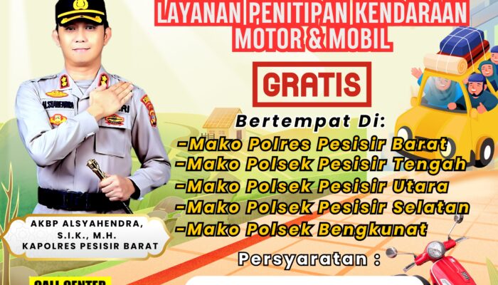Polres Pesisir Barat Buka Layanan Penitipan Motor bagi Pemudik