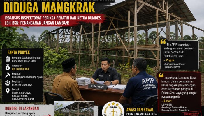 6 Bulan Jadi Sorotan, Inspektorat Akhirnya Periksa Pekon Sinar Jaya, LBH-BSN: Jangan Berlarut