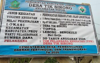 Masyarakat Sangat Terbantu dengan Rehabilitasi Jalan Lingkungan Desa Tik Sirong